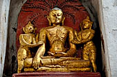 Ananda temple Bagan, Myanmar. Images of the life historical Buddha from birth to death of the circumambulatory corridors.